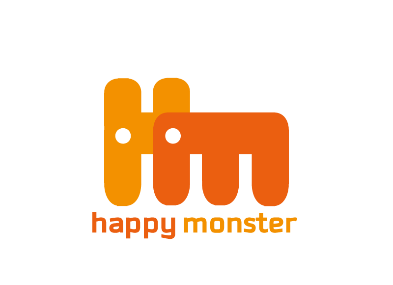 happy monster logos orange